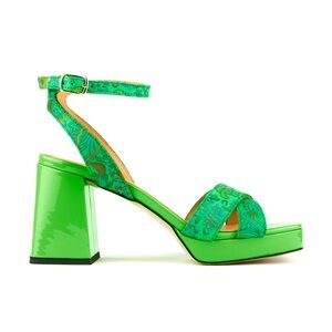Excellent Condition Lime Green Embassy London USA Platform Pumps Floral Size 10